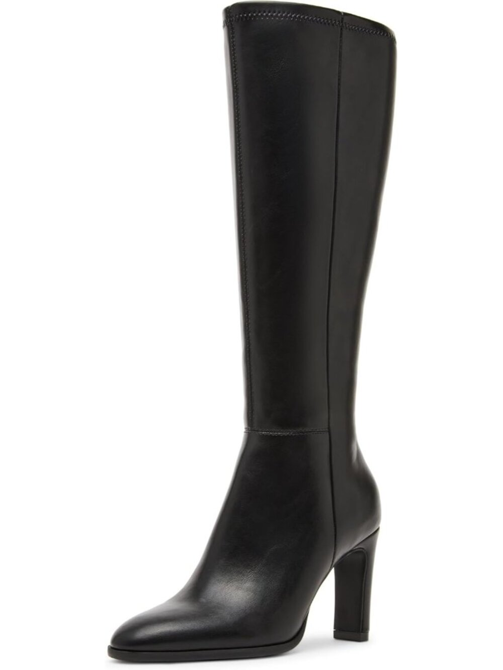 Women's Black Paris Faux Suede Mid Calf Zip Closure Padded Insole Heeled Boots